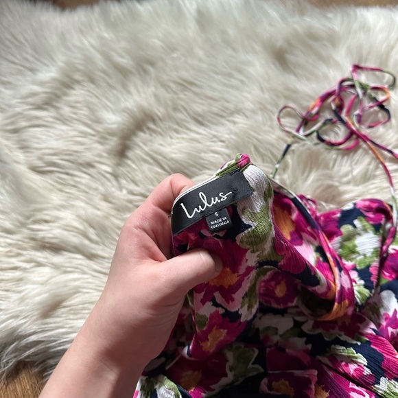LULU’S Harbor Point Magenta Multi Floral Print Wrap Dress - Picture 7 of 7